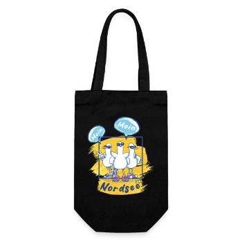 Nordsee Möwen-Gang Moin - Geschenkbeutel für Flaschen - Schwarz - Vorne