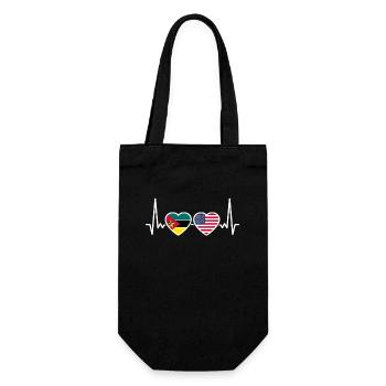 Mozambique USA Heartbeat Flag Mozambican - Gift Bag for Bottles - black - Front