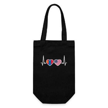 Mongolie USA Heartbeat Flag Mongolis - Sac à bouteille - noir - Devant