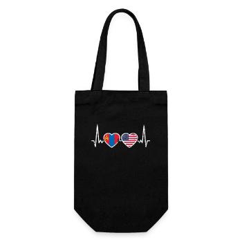 Mongolie États-Unis Vintage Heartbeat Flag Mongolis - Sac à bouteille - noir - Devant
