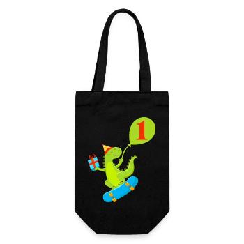 1. Geburtstag Niedlicher Dinosaurier - Geschenkbeutel für Flaschen - Schwarz - Vorne