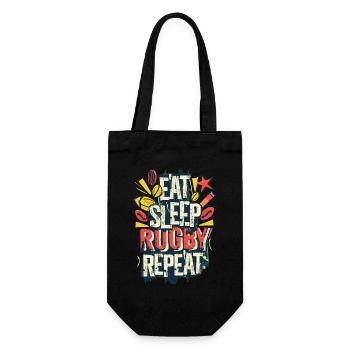 Eat Sleep Rugby Repeat Sport Typografie - Geschenkbeutel für Flaschen - Schwarz - Vorne