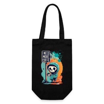 Skeleton Skull I NEED MORE COFFEE Coffee Saying - Gift Bag for Bottles - black - Front
