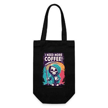 Skeleton Skull I NEED MORE COFFEE Coffee Saying - Gift Bag for Bottles - black - Front