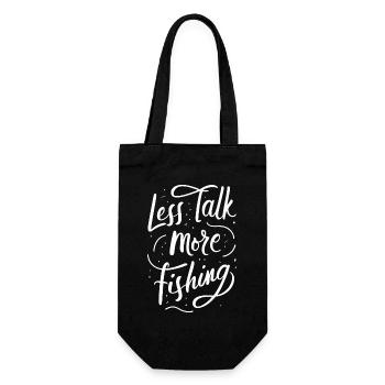 Less Talk More Fishing Angelbekleidung - Geschenkbeutel für Flaschen - Schwarz - Vorne