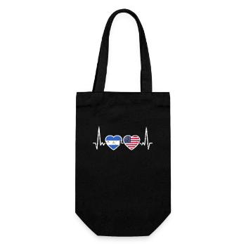 Nicaragua USA Vintage Heartbeat Flag - Gift Bag for Bottles - black - Front