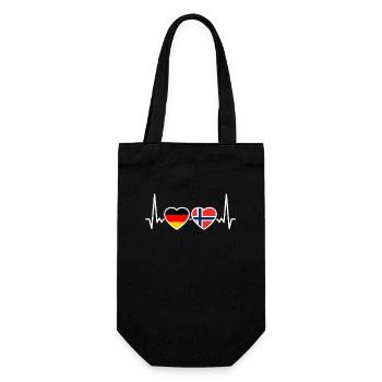 Norwegen Deutschland Herzschlag Deutsch Norweger - Geschenkbeutel für Flaschen - Schwarz - Vorne