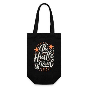 The Hustle is Real Sarkastischer Spruch - Geschenkbeutel für Flaschen - Schwarz - Vorne