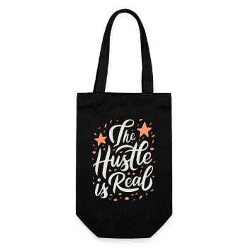 The Hustle is Real Sarkastischer Spruch - Geschenkbeutel für Flaschen - Schwarz - Vorne