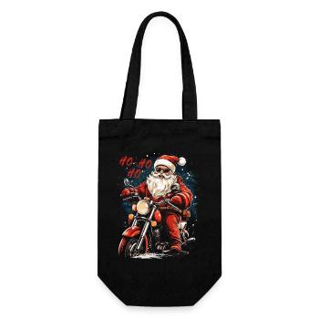 Motorcyclist Santa Santa Claus Motorcycle - Gift Bag for Bottles - black - Front
