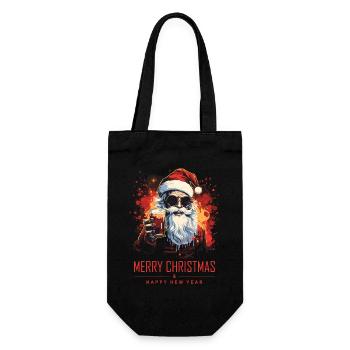 Funny Santa Claus Santa Claus Drinks Alcohol - Gift Bag for Bottles - black - Front