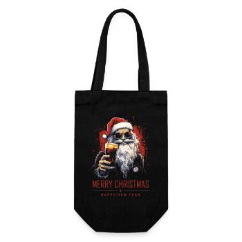 Funny Santa Claus Santa Claus Drinks Alcohol - Gift Bag for Bottles - black - Front