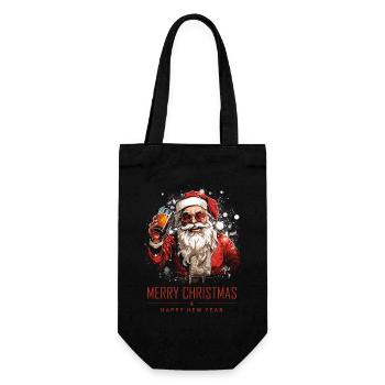 Funny Santa Claus Santa Claus Drinks Alcohol - Gift Bag for Bottles - black - Front