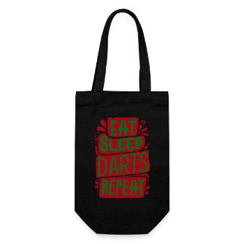 Dart Spruch Eat Sleep Darts Repeat - Geschenkbeutel für Flaschen - Schwarz - Vorne