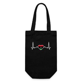 Libyen Herzschlag Libysche Flagge Libyer - Geschenkbeutel für Flaschen - Schwarz - Vorne