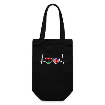 Libyen UK Herzschlag Flagge Britisch Libysch - Geschenkbeutel für Flaschen - Schwarz - Vorne