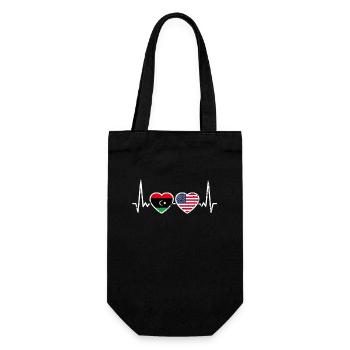 Libyen USA Vintage Herzschlag Flagge Libysch - Geschenkbeutel für Flaschen - Schwarz - Vorne