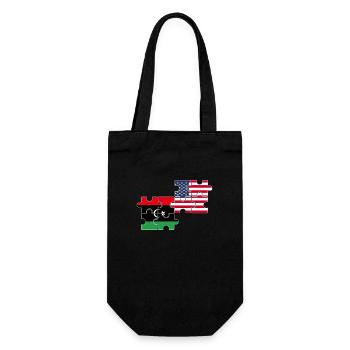 Libyen USA Flagge Amerikanisch Libysch - Geschenkbeutel für Flaschen - Schwarz - Vorne