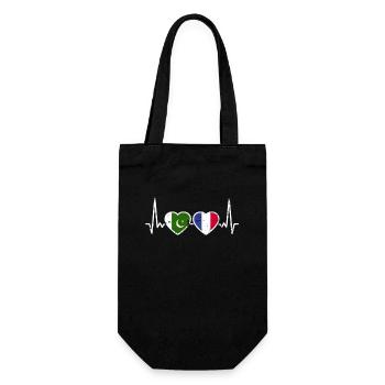 Pakistan France Vintage Heartbeat Flag - Gift Bag for Bottles - black - Front