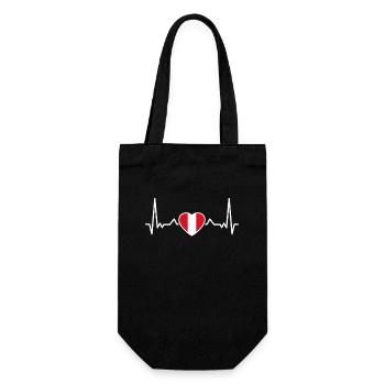 Peru Heartbeat Peruvian Flag Peruvian - Gift Bag for Bottles - black - Front