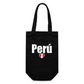 Perú Herz Vintage Peru Peruanische Flagge Peruaner - Geschenkbeutel für Flaschen - Schwarz - Vorne