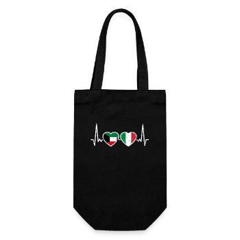 Kuwait Italien Vintage Herzschlag Flagge Kuwaiter - Geschenkbeutel für Flaschen - Schwarz - Vorne