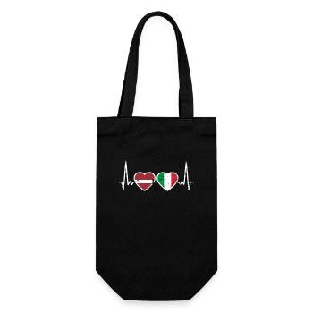 Latvia Italy Vintage Heartbeat Flag Latvian - Gift Bag for Bottles - black - Front