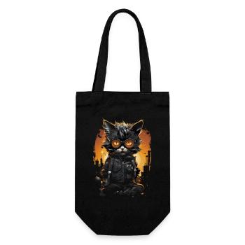 Süßes Katzenbaby mit Sonnenbrille - Geschenkbeutel für Flaschen - Schwarz - Vorne