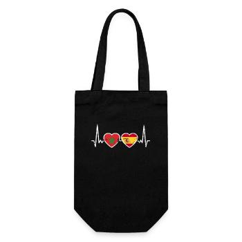Maroc Espagne Vintage Heartbeat drapeau - Sac à bouteille - noir - Devant
