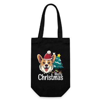 Merry Christmas Welsh Corgi Hund Weihnachten - Geschenkbeutel für Flaschen - Schwarz - Vorne