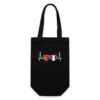 Portugal France Vintage Heartbeat drapeau - Sac à bouteille - noir - Devant
