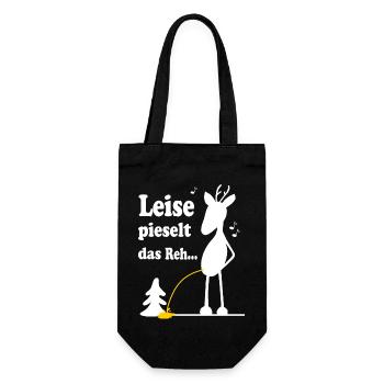 Weihnachtslied Schnee Reh - Geschenkbeutel für Flaschen - Schwarz - Vorne