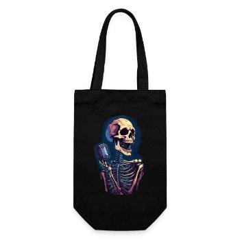 Bunter abstrakter Totenkopf mit Mikrofon - Geschenkbeutel für Flaschen - Schwarz - Vorne
