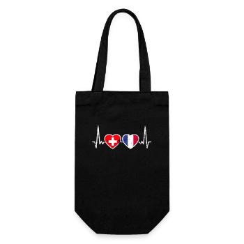 Suisse France Vintage Heartbeat drapeau - Sac à bouteille - noir - Devant