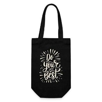 Do Your Best Schriftzug Sprüche Zitate - Geschenkbeutel für Flaschen - Schwarz - Vorne