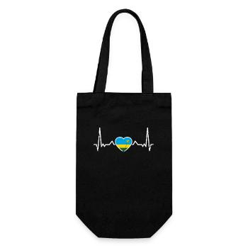 Rwanda Vintage Herzschlag Ruandische Flagge - Geschenkbeutel für Flaschen - Schwarz - Vorne