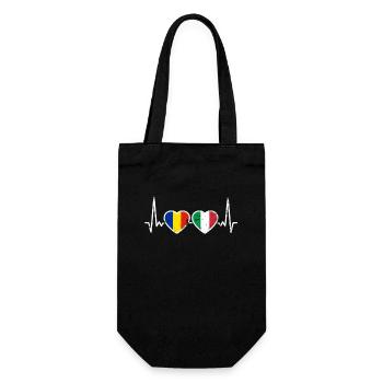 Romania Italy Vintage Heartbeat Flag Romanian - Gift Bag for Bottles - black - Front