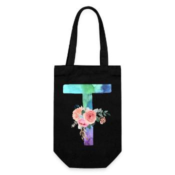 Buchstabe T Aquarell - Geschenkbeutel für Flaschen - Schwarz - Vorne