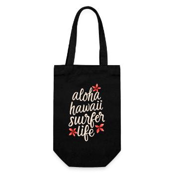 Surfen Surfer Aloha Surfer Life Spruch Zitat - Geschenkbeutel für Flaschen - Schwarz - Vorne