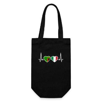 Zambia Italy Vintage Heartbeat Flag Zambian - Gift Bag for Bottles - black - Front
