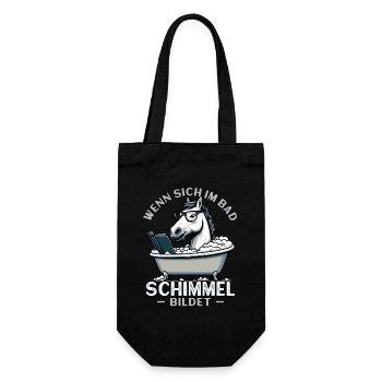 Meme Lustiger Spruch Pferd Schimmel im Bad, Spaß - Geschenkbeutel für Flaschen - Schwarz - Vorne