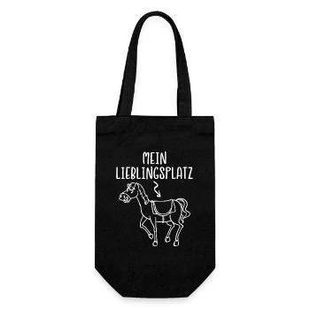 Reiten Pferd Reiterin Reitsport Lieblingsplatz - Geschenkbeutel für Flaschen - Schwarz - Vorne