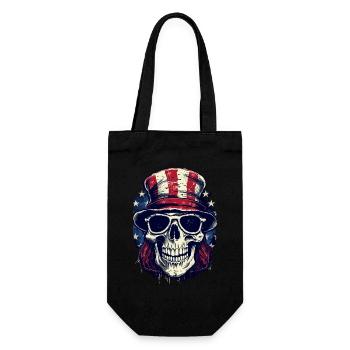 Skull and Crossbones with American Flag USA America - Gift Bag for Bottles - black - Front