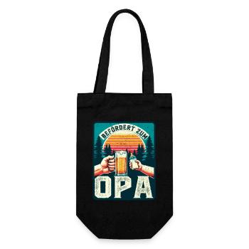 Werdender Opa loading zukünftiger Großvater Opa - Geschenkbeutel für Flaschen - Schwarz - Vorne