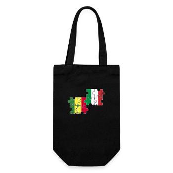 Senegal Italien Vintage Flagge Senegalese - Geschenkbeutel für Flaschen - Schwarz - Vorne