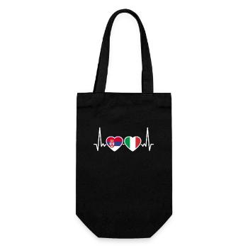 Serbie Italie coeur drapeau Italien serbe - Sac à bouteille - noir - Devant