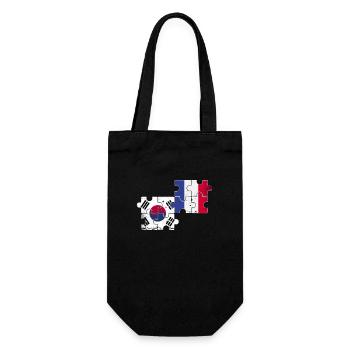 South Korea France Vintage Flag South Korean - Gift Bag for Bottles - black - Front