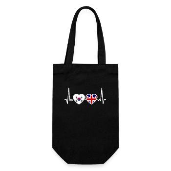 South Korea UK Heartbeat Flag British Korean - Gift Bag for Bottles - black - Front