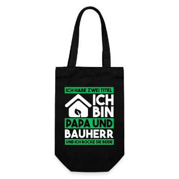 Papa und Bauherr Richtfest Ökologisches Bauen - Geschenkbeutel für Flaschen - Schwarz - Vorne