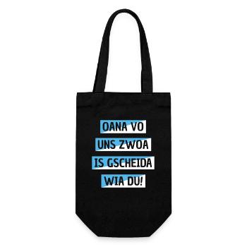 Witzige Boarische Bayerische Oana Vo Uns Zwoa Is - Geschenkbeutel für Flaschen - Schwarz - Vorne
